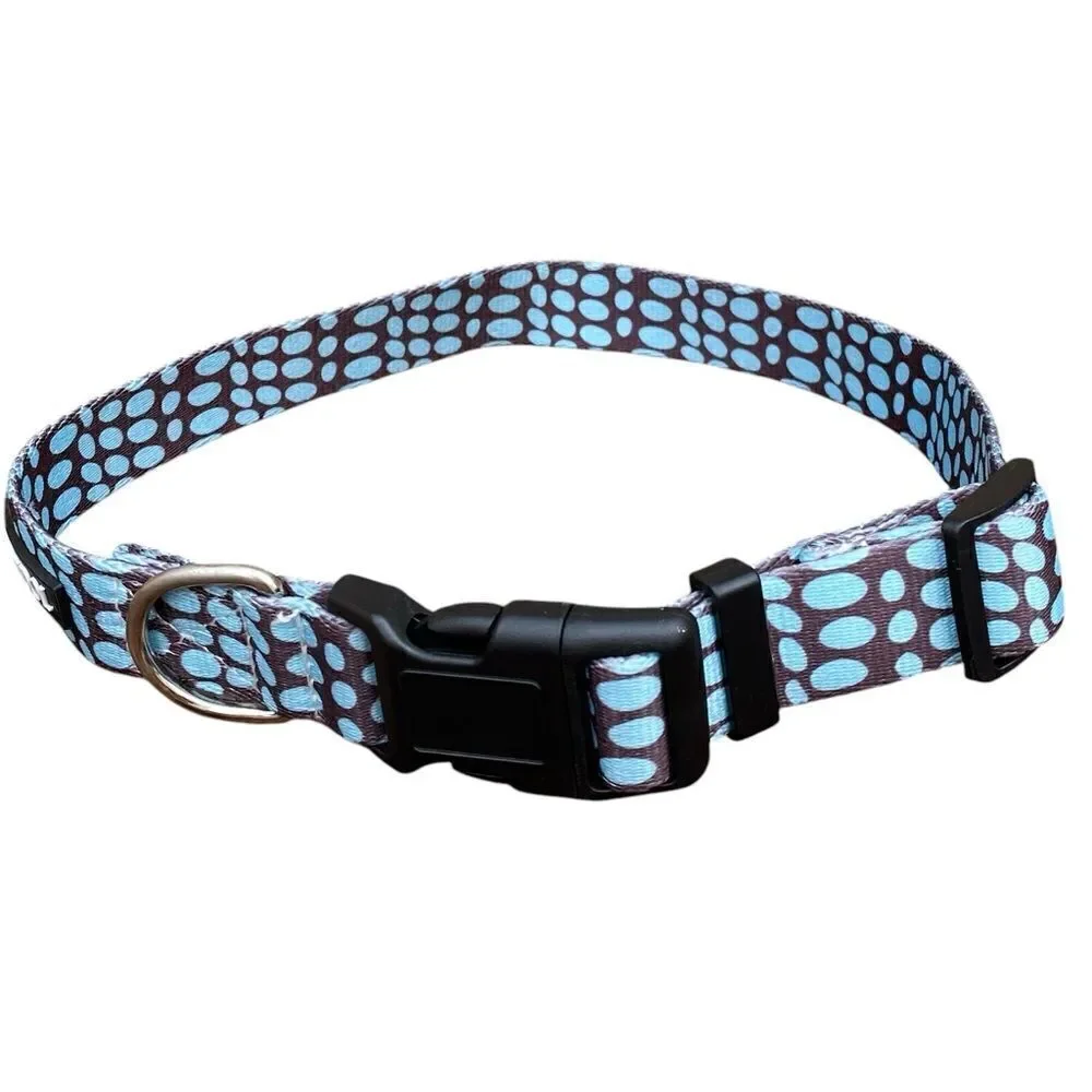NWOT New Pettidol Dog Pet Collar w/Quick Release Buckle Blue/Brown Dot Pattern
